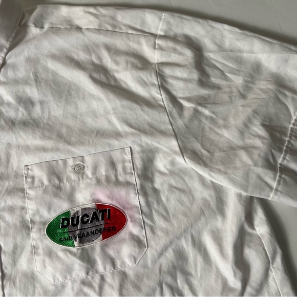 045 - VINTAGE 90s DUCATI RACING EUROPEAN RACE CAR MECHANIC STYLE BUTTON SHIRT - Picture 3 of 4